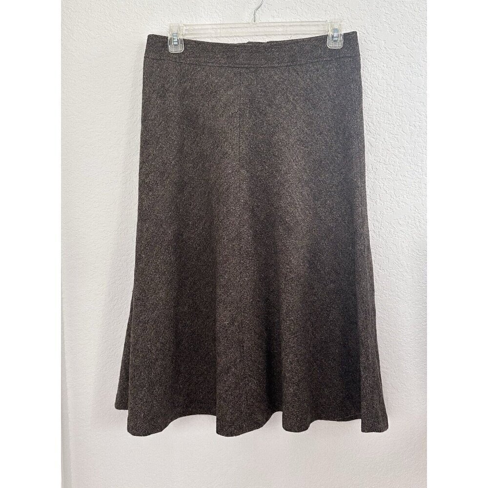 Grace Elements Women's Skirt‎ 10 Brown Wool Silk Blend Boucle Cottagecore Earthy